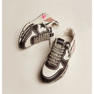 Golden Goose Running Sole white snake-print leather contrasting black details
